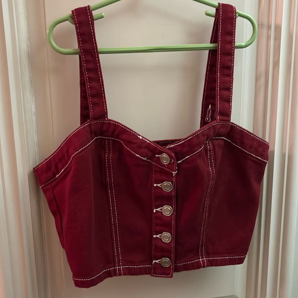 Forever 21 Red Buttoned Crop Top